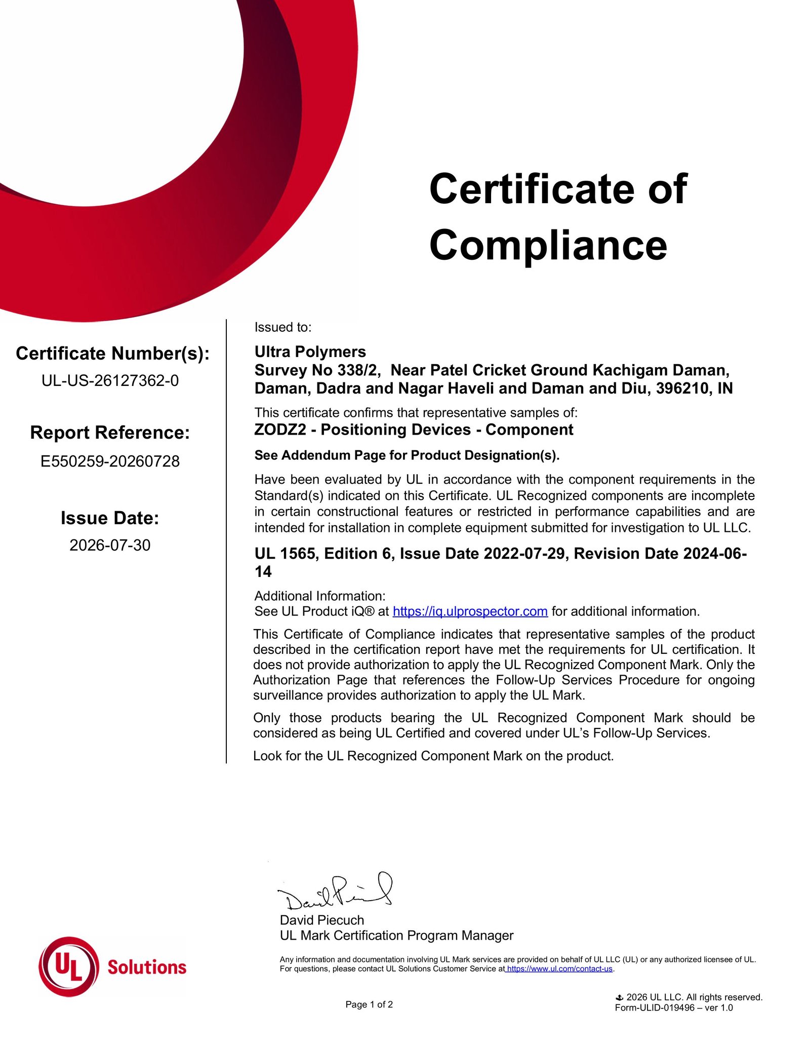 UL Certificate 2